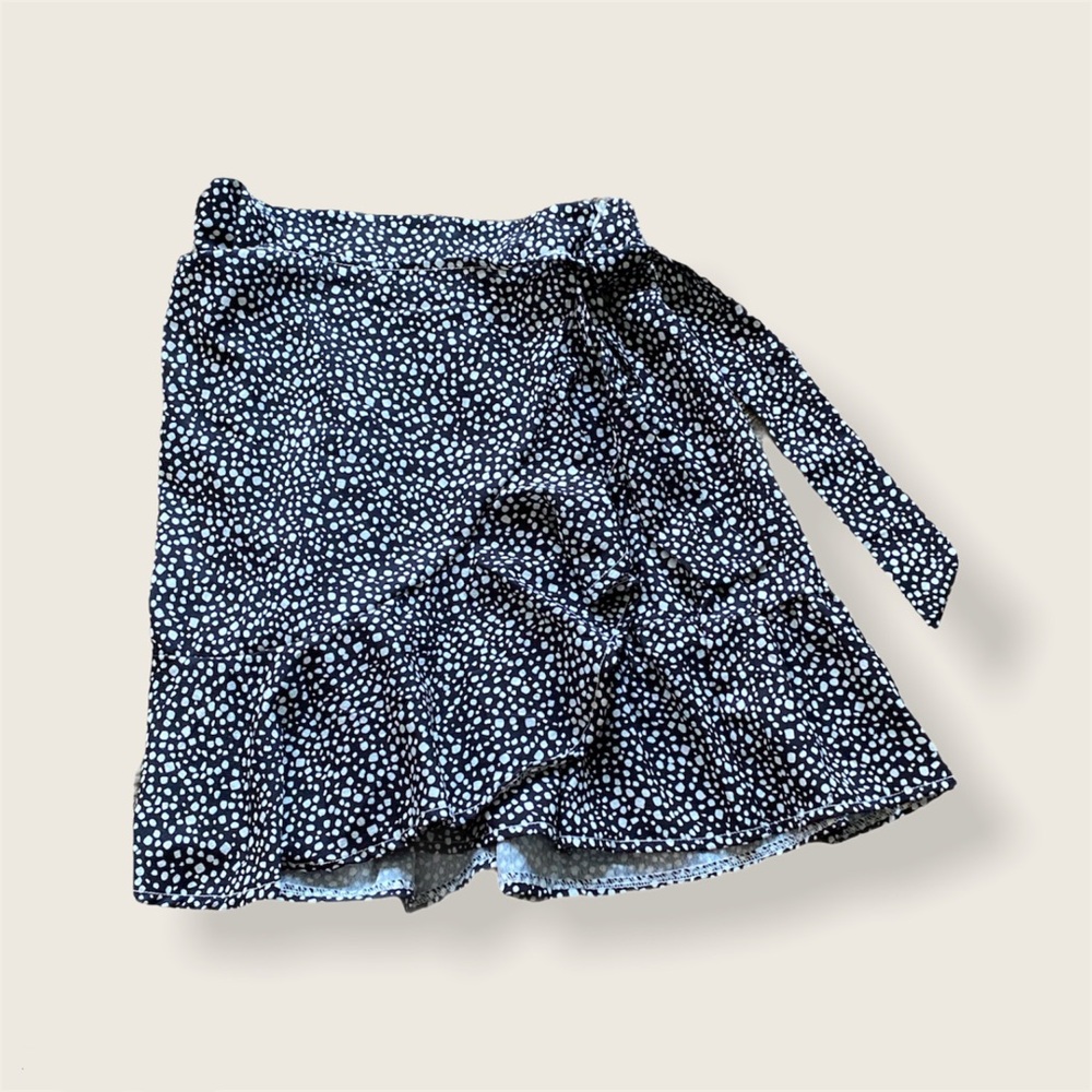 ditzy polka dot wrap tie skirt